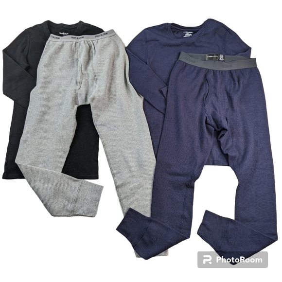 Fruit Of The Loom Men's Thermal Underwear Sz S Blue Black Gray 4 Piece Lot - Picture 3 of 12